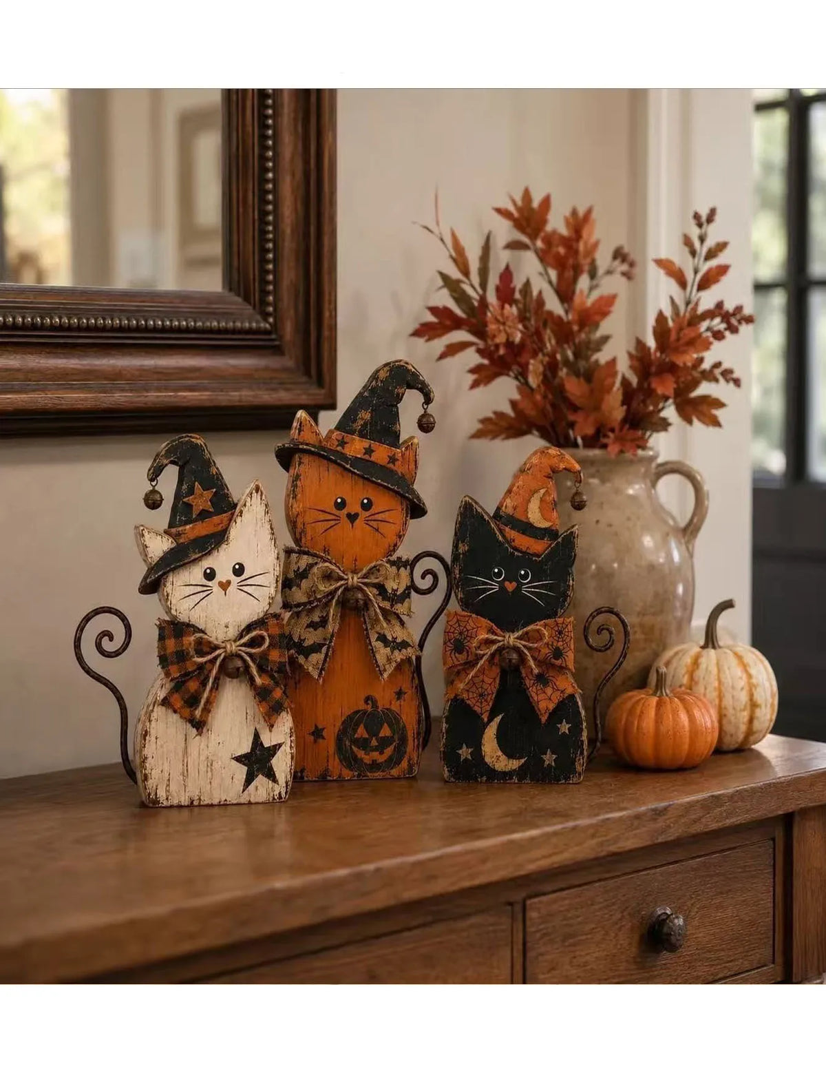 Vintage Wooden Halloween Decor Set