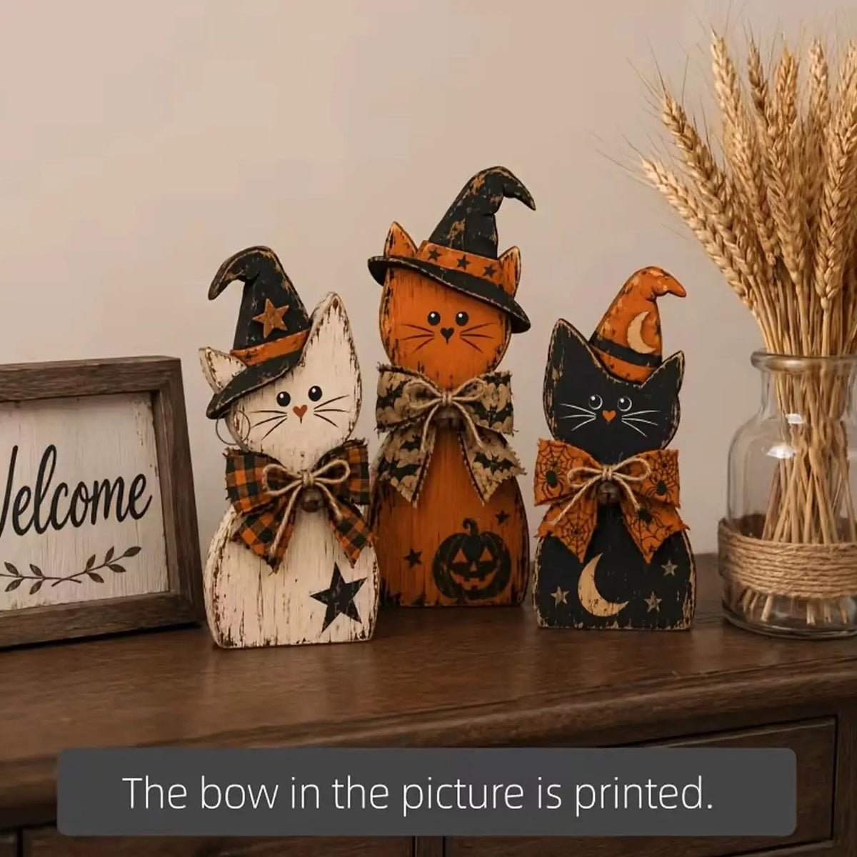 Vintage Wooden Halloween Decor Set