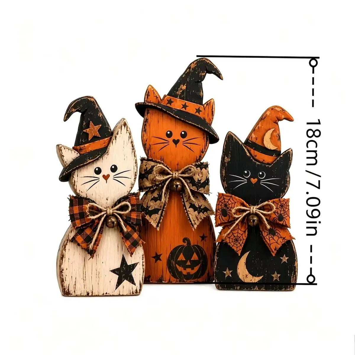 Vintage Wooden Halloween Decor Set