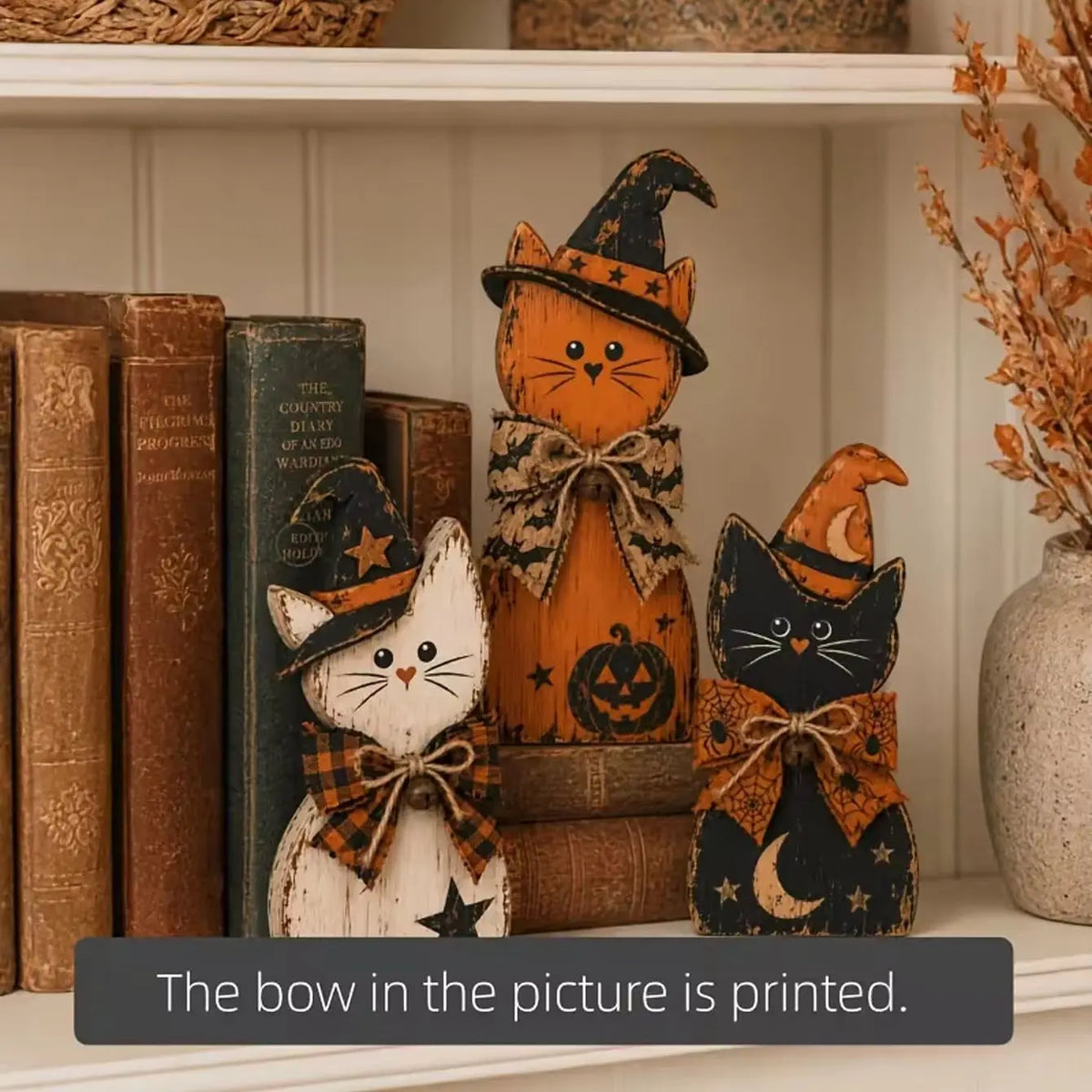 Vintage Wooden Halloween Decor Set